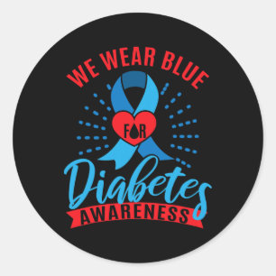 Wir tragen Blau für Diabetes-Bewusstsein  Runder Aufkleber