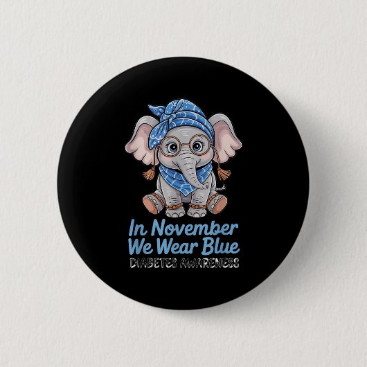Wir tragen Blauer Elefant Diabetes Awareness Funny Button (Vorderseite)