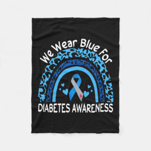 Wir tragen Blauer für Diabetes-Bewusstsein Leopard Fleecedecke
