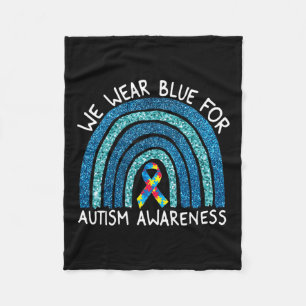 Wir tragen Blauer Regenbogen für Autismus-Bewussts Fleecedecke