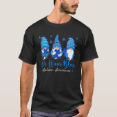 Wir tragen blaues Autismus Bewusstsein Funny Gnome T-Shirt (Vorderseite)