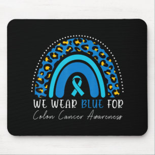 Wir tragen blaues Kolorektal Colon Cancer Leopard Mousepad