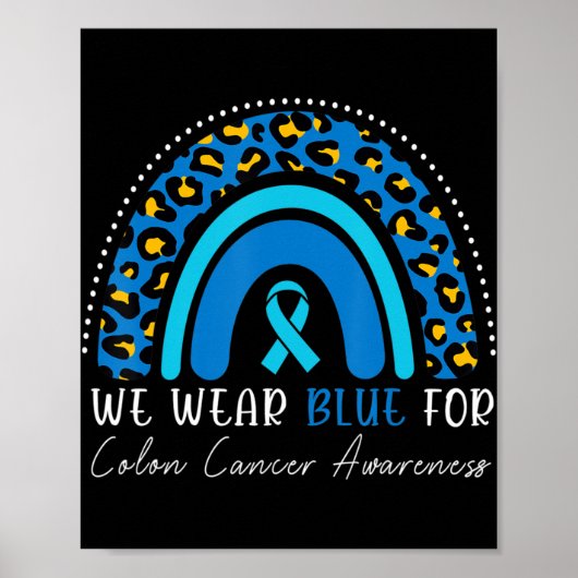 Wir tragen blaues Kolorektal Colon Cancer Leopard Poster (Vorne)