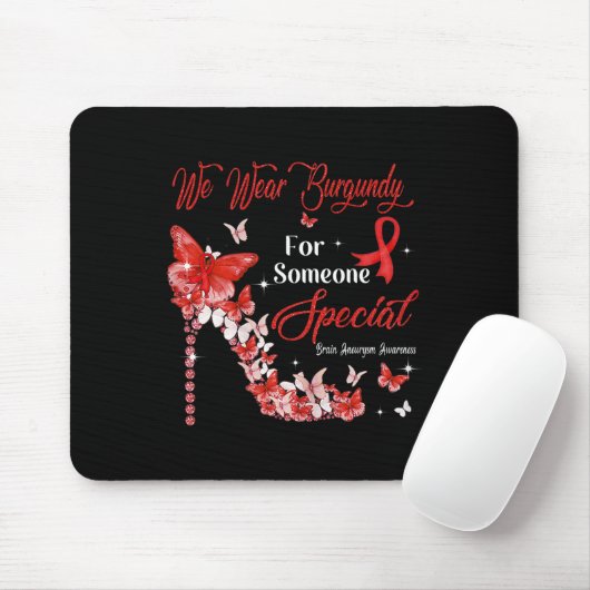 Wir tragen Burgundy Butterflies Brain Aneurysm Awa Mousepad (Mit Mouse)