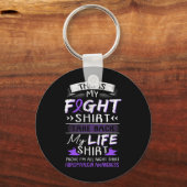 Wir tragen ein Lila Fibromyalgie-Gaben Schlüsselanhänger (Vorderseite)