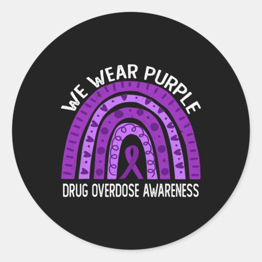 Wir tragen einen Lila Regenbogen wegen Arzneimitte Runder Aufkleber (Vorderseite)