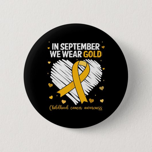 Wir tragen Gold Childhood Cancer Awareness Gold Ri Button (Vorderseite)