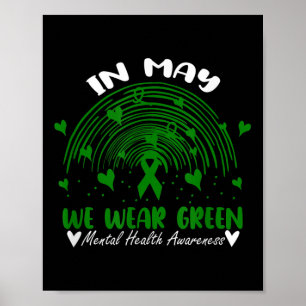 Wir tragen Grün für den Regenbogen "Mental Health  Poster