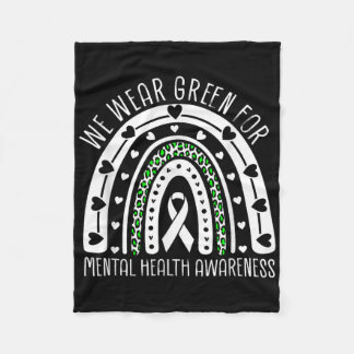 Wir tragen Grün für Mental Health Awareness Regenb Fleecedecke