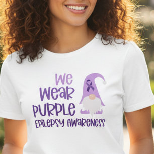 Wir tragen lila Epilepsie-Bewusstseins-Gnom Tri-Blend Shirt