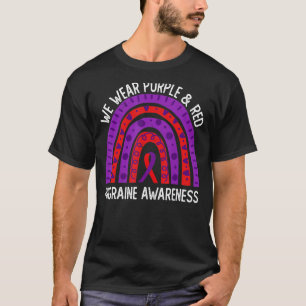 Wir tragen Lila und roten Regenbogen für Migräne T-Shirt