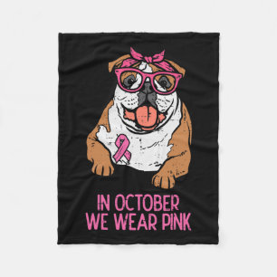 Wir tragen Pink English Bulldog Brustkrebs Awarene Fleecedecke