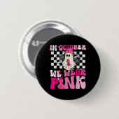 Wir tragen Pink Funny Ghost Halloween Brustkrebs Button (Vorne & Hinten)