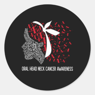 Wir tragen Red White für die orale Head Neck Cance Runder Aufkleber