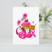 Wir tragen rosa Gespenster & Pumpkins für Brustkre Dankeskarte (Stehend Vorderseite)