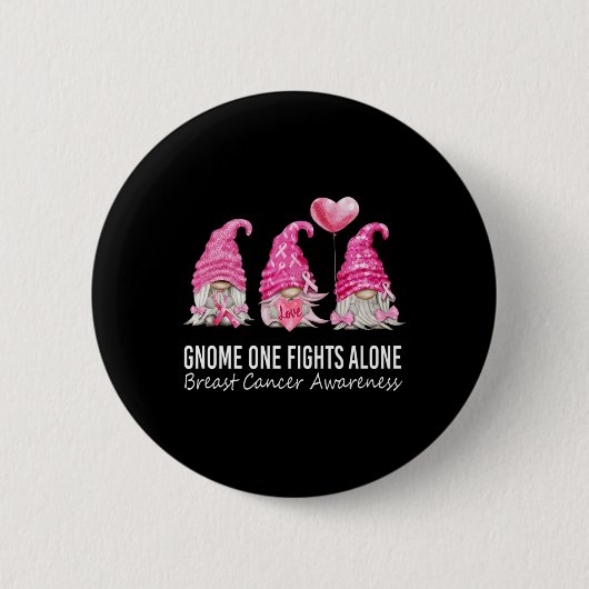 Wir tragen rosa Gnome Brustkrebs-Bewusstsein Button (Vorderseite)