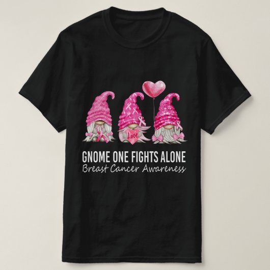 Wir tragen rosa Gnome Brustkrebs-Bewusstsein T-Shirt (Design vorne)
