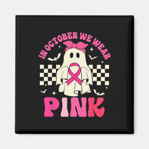 Wir tragen rosa Halloween-Geist Brustkrebs-Bewusst Magnet