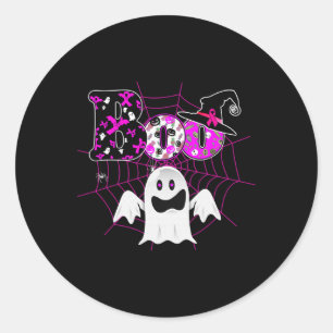 Wir tragen Rosa Hexenhut Boo Ghost Breast Cancer H Runder Aufkleber