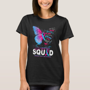 Wir tragen rosa und blaue Schmetterlingsunterstütz T-Shirt