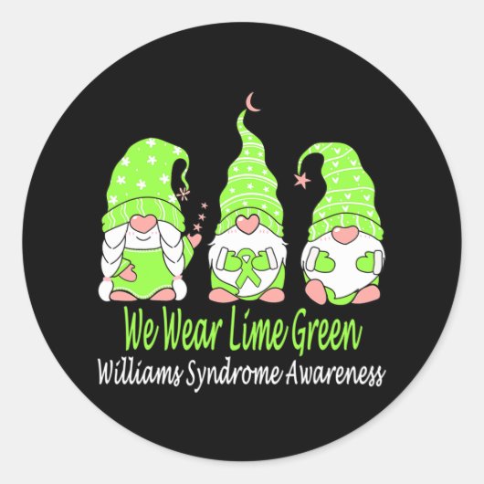 Wir tragen Zitronengrün für das Williams-Syndrom-B Runder Aufkleber (Vorderseite)