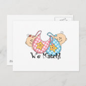 Wir treffen Pechzwillinge mit Bibs 1 Mädchen, 1 Ju Postkarte (Vorne/Hinten)