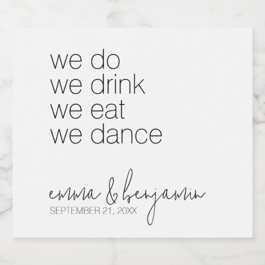 Wir trinken Essenstanz - Moderne Hochzeit Bierflaschenetikett (Einzelnes Label)