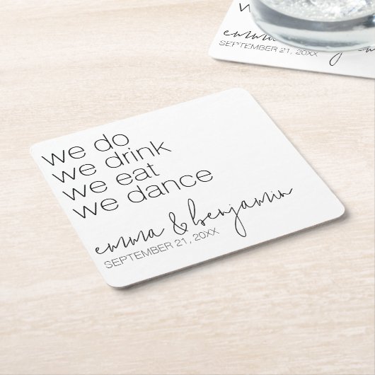 Wir trinken Essenstanz - Moderne Hochzeit Rechteckiger Pappuntersetzer (angewinkelt)