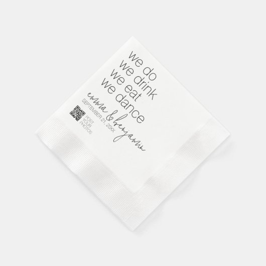 Wir trinken Essenstanz - Moderne Hochzeit Serviette (Ecke)