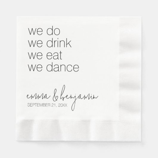 Wir trinken Essenstanz - Moderne Hochzeit Serviette (Vorderseite)