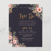 Wir tun | Aquarellfarbene Rose & Moderne Skripthoc Einladungspostkarte (Vorne/Hinten)