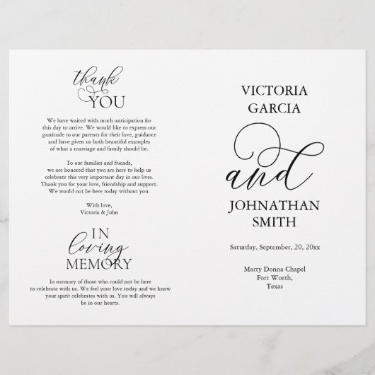 Wir tun das, das Programm für die Hochzeitsfeier i (Vorderseite)