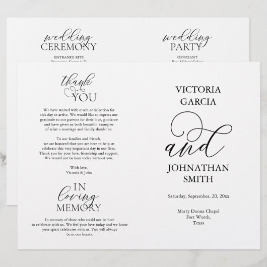 Wir tun das, das Programm für die Hochzeitsfeier i (Vorne/Hinten)