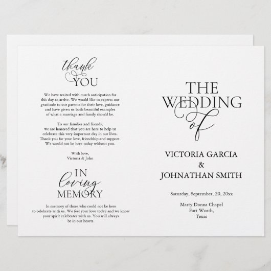 Wir tun das, das Programm für die Hochzeitsfeier i (Vorne/Hinten)