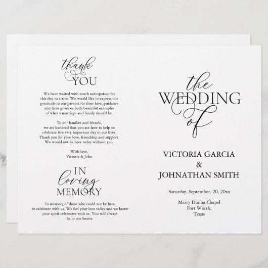 Wir tun das, das Programm für die Hochzeitsfeier i (Vorne/Hinten)