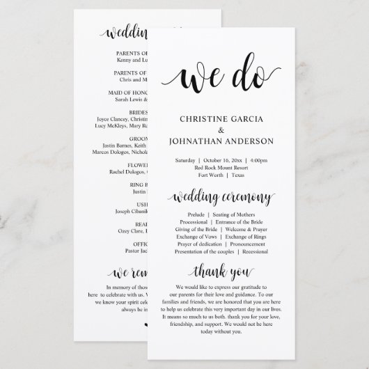 Wir tun das, moderne Hochzeitsfeier Programm (Vorne/Hinten)