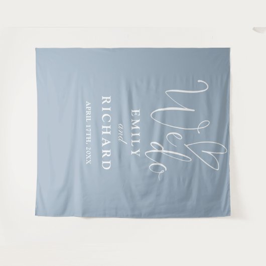 Wir tun dusty Blue Wedding Foto Hintergrund Wandteppich (Vorderseite (Horizontal))