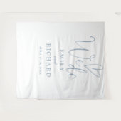 Wir tun dusty Blue Wedding Foto Hintergrund Wandteppich (Vorderseite (Horizontal))