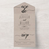 "Wir tun" elegante Skriptkalligrafie und Krafthoch All In One Einladung (Innen Boden)