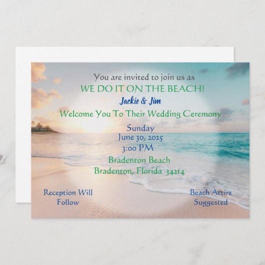 Wir tun es am Strand Einladung (Vorne/Hinten)