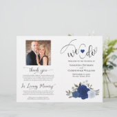 Wir tun es! Blue Boho Rose DIY Fold Wedding Progra (Stehend Vorderseite)