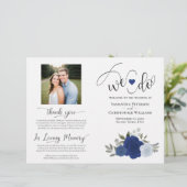 Wir tun es! Blue Boho Rose DIY Fold Wedding Progra (Stehend Vorderseite)