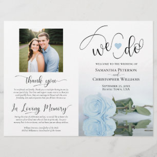 Wir tun es! Dusty Blue Rose DIY-Falt-Hochzeitsprog