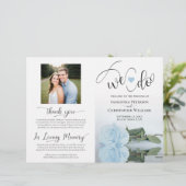 Wir tun es! Dusty Blue Rose DIY Fold Wedding Progr (Stehend Vorderseite)