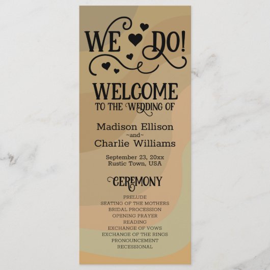 Wir tun es! Earthtone Retro Wirbel Niedlich Fun We Programm (Vorderseite)