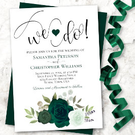 Wir tun es! Elegant Emerald Greeen Rose Boho Weddi Einladung