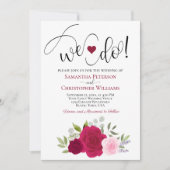 Wir tun es! Elegant Magenta & Pink Roses Boho Wedd Einladung (Vorderseite)