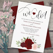 Wir tun es! Elegant Red & Pink Roses Boho Wedding Einladung