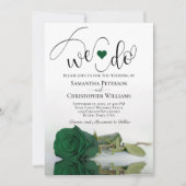 Wir tun es! Elegante Emerald Green Rose QR Code We Einladung (Vorderseite)