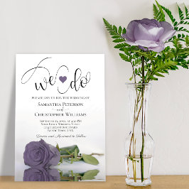 Wir tun es! Elegante Lila Rose Romantische Hochzei Einladung